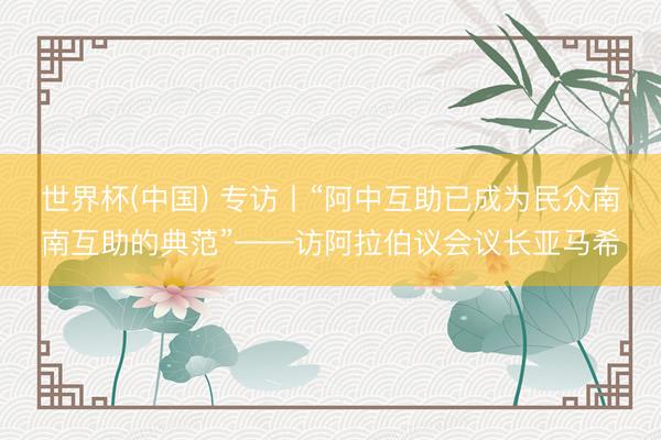 世界杯(中国) 专访丨“阿中互助已成为民众南南互助的典范”——访阿拉伯议会议长亚马希