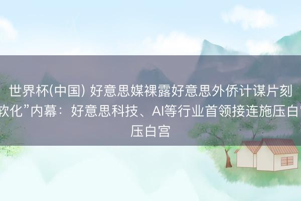 世界杯(中国) 好意思媒裸露好意思外侨计谋片刻“软化”内幕：好意思科技、AI等行业首领接连施压白宫