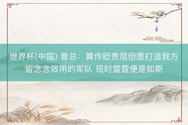 世界杯(中国) 普总:算作贬责层但愿打造我方皆念念效用的军队 现时雷霆便是如斯