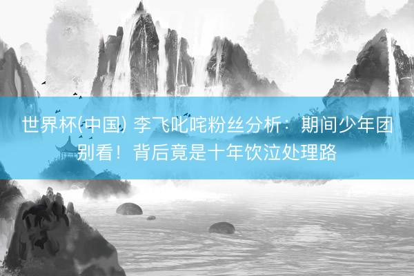 世界杯(中国) 李飞叱咤粉丝分析:期间少年团别看!背后竟是十年饮泣处理路