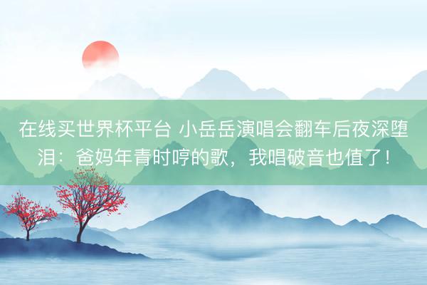 在线买世界杯平台 小岳岳演唱会翻车后夜深堕泪：爸妈年青时哼的歌，我唱破音也值了！