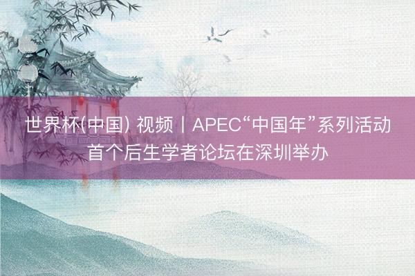 世界杯(中国) 视频丨APEC“中国年”系列活动首个后生学者论坛在深圳举办