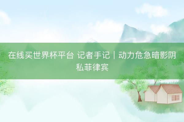 在线买世界杯平台 记者手记|动力危急暗影阴私菲律宾