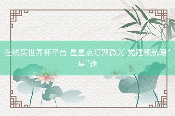在线买世界杯平台 星星点灯聚微光 党建领航暖“星”途