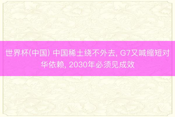 世界杯(中国) 中国稀土绕不外去， G7又喊缩短对华依赖， 2030年必须见成效